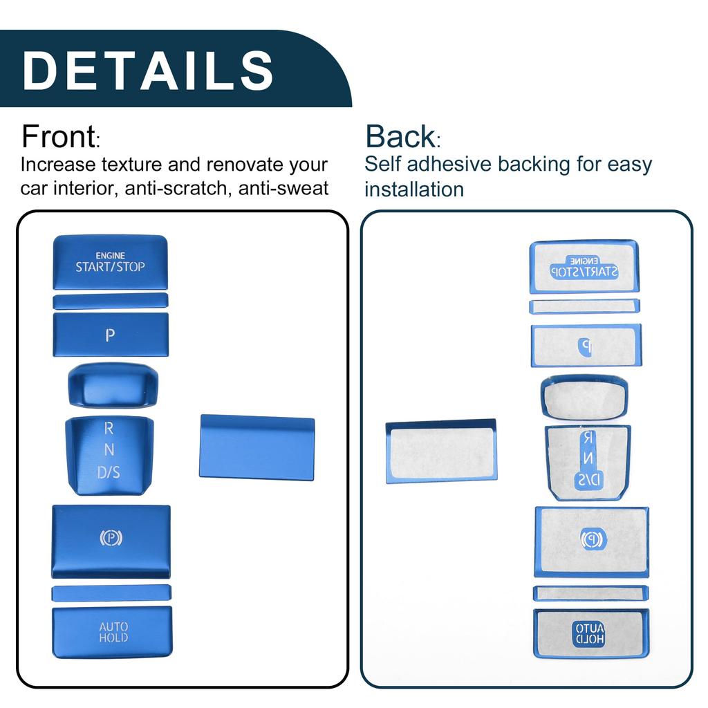 TUCKBOLD Gear Shift Panel Handbrake Parking Brake Button Stickers for VW Golf 8 MK8 R GTI Console Interior Trim Engine Buttons Blue 2020-2022