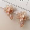  Premium Niche Light Luxury Pierced Earrings Exquisite Handmade Beaded Woven Flower Crystal French Retro Banquet Dangle Jewelry