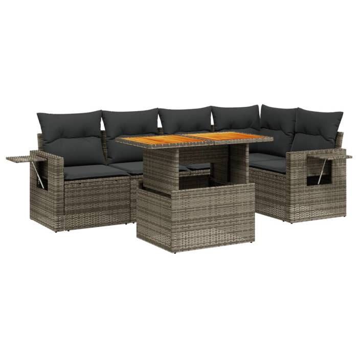 VidaXL Salon de Jardin avec Coussins 6 pcs, Canapés de Terrasse, Ensemble de Meubles de Patio, Mobilier d'Extérieur, Gris 3271746