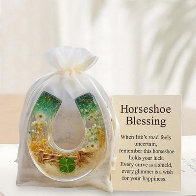 Юшенг Подкова Благословение Карманные Обнимашки с Позитивной Карточкой Карман для Эмоциональной Поддержки Жетон Подкова Вдохновляющий Декор Подкова на Удачу Памятный Подарок