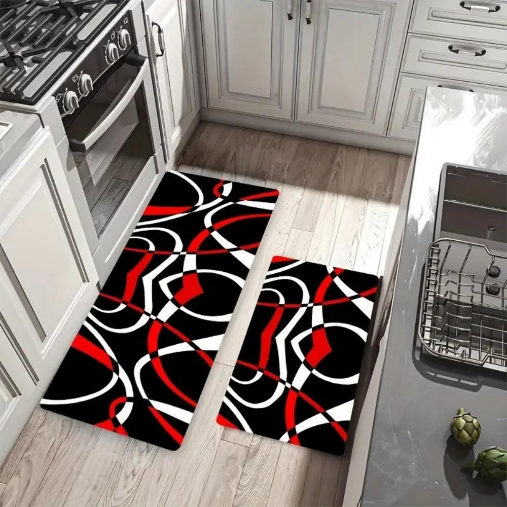 Modern Abstract Kitchen Mats Anti Fatigue Kitchen Rugs Washable Floor Mats Non Slip Kitchen Carpet for Home Office Floor Mat