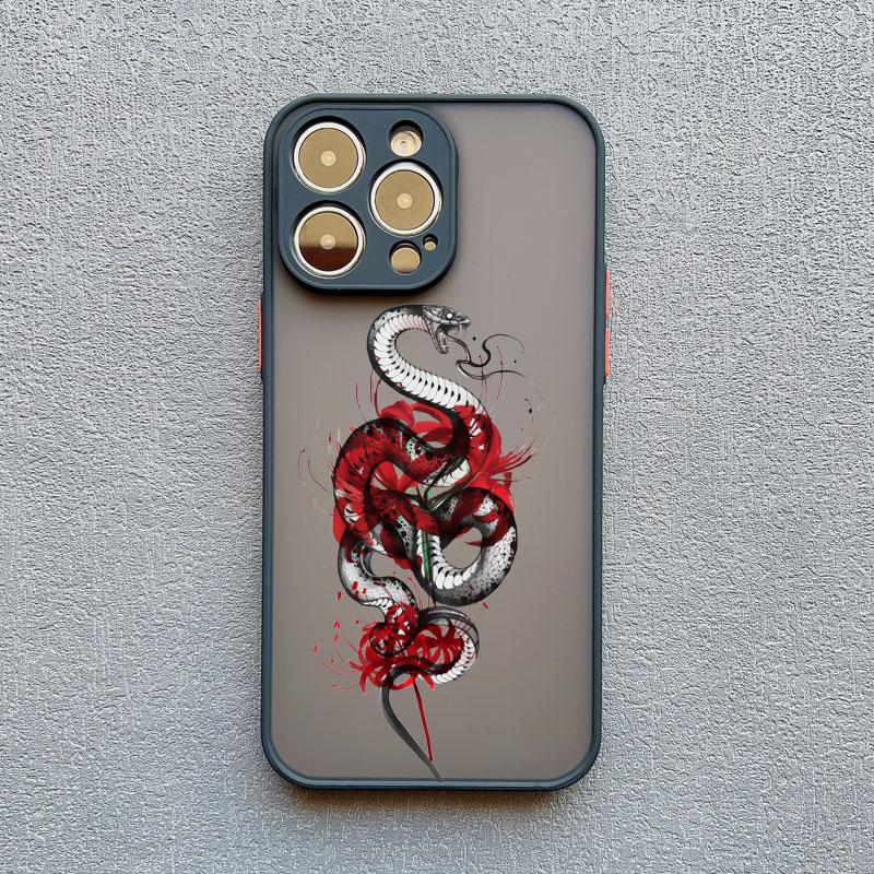 Креативный простой стиль Чехол для телефона Змея Цветок для iPhone 15 14 16 Pro Max 11 12 13 Mini Pro Max X XR XS 7 8 Plus Ударопрочный чехол