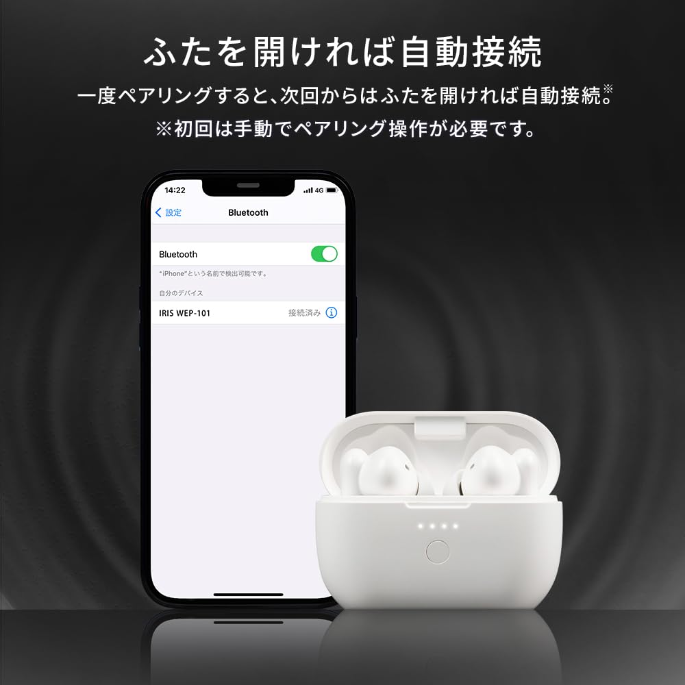 IRIS OHYAMA Wireless Earphones Bluetooth Active Noise Canceling ANC Earphones Up To 20 Hours of Continuous Playback IPX4 Waterproof Standard