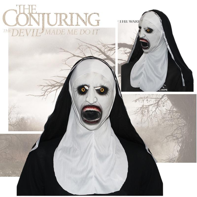 Страшная латексная маска монахини на Хэллоуин, жуткая и устрашающая, вдохновленная фильмами ужасов