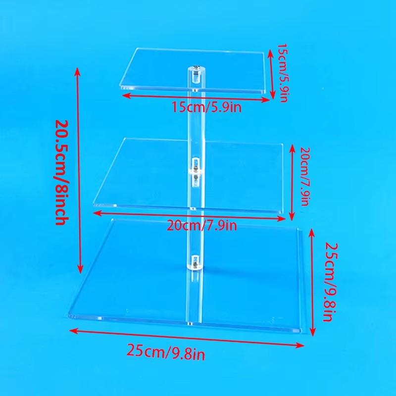 3/4 Layers Acrylic Multi-Purpose Square Display Stand Base For Cupcake Jewelry Statue Decor Wedding Party Desktop Storage Rack