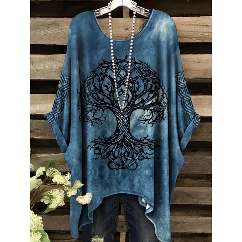 Directional Celtic Tree of Life Graphic Print Large Size T-Shirt