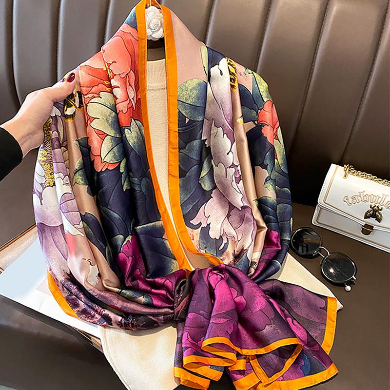 Spring Scarf Women's Luxury Design Polyester Material Smooth Scarf Soft Shawl Beach Scarf