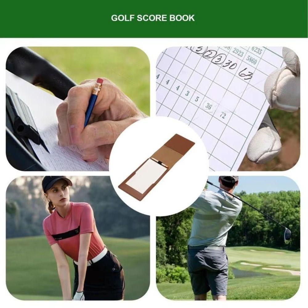PU Leather Yardage Book Lightweight Score Notebook Golf Scorecard Holder Golf Training