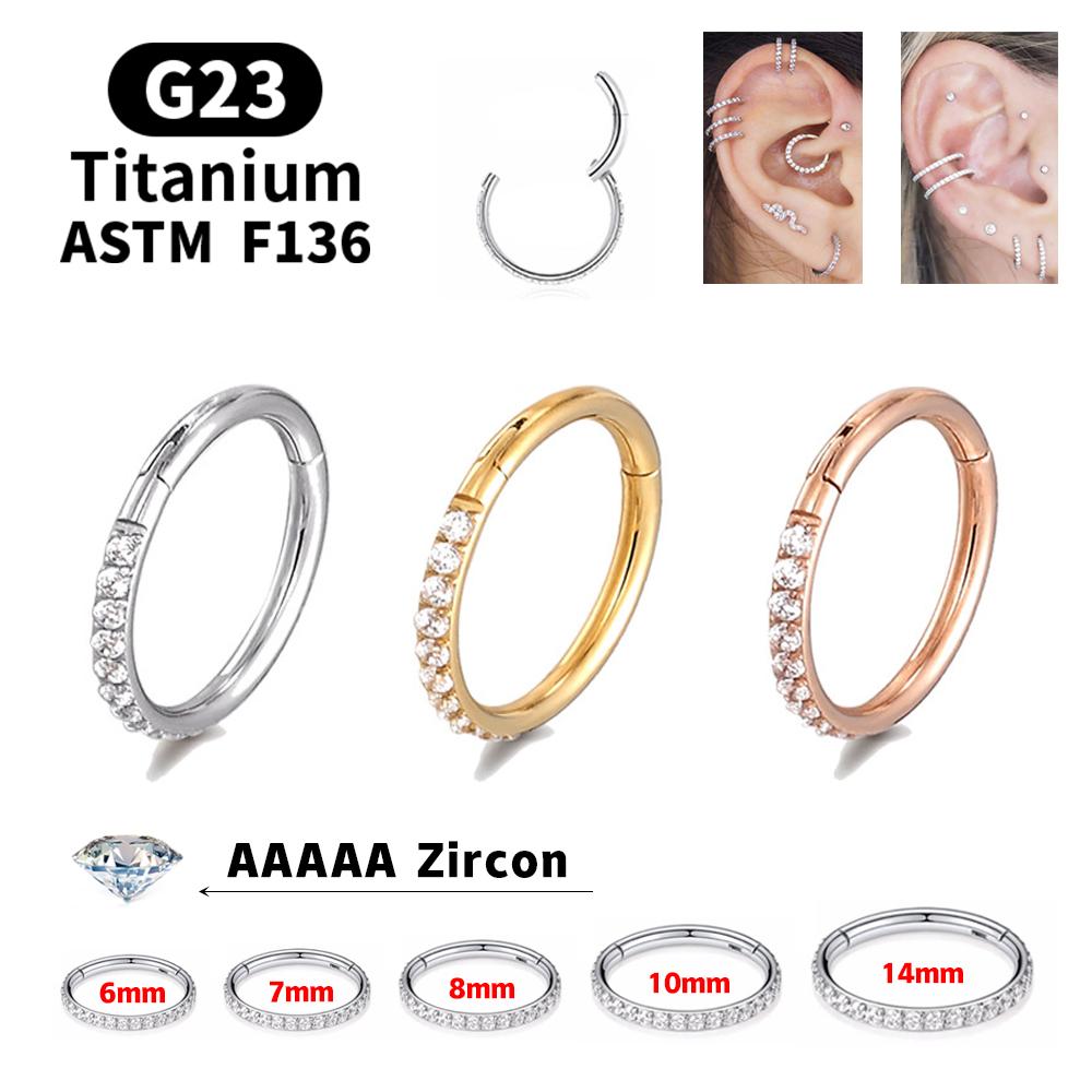 Женские круглые серьги 18G/16G Титановый пирсинг носа G23 F136 Кольцо-кликер с шарниром Открытое кольцо-септум Модные пирсинг-украшения для женщин