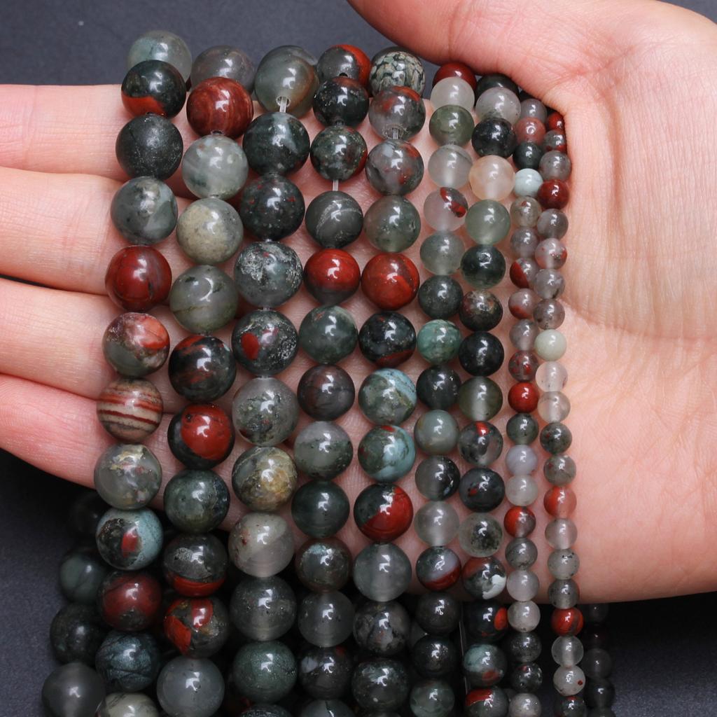 Горячая распродажа, африканские аксессуары из кровавого камня, натуральное изготовление ювелирных изделий, 4/6/8/10 мм, браслет, ожерелье, брелок, бусины, мода, 20-40 шт., бисерный материал