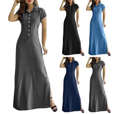 Женское модное ретро повседневное джинсовое платье