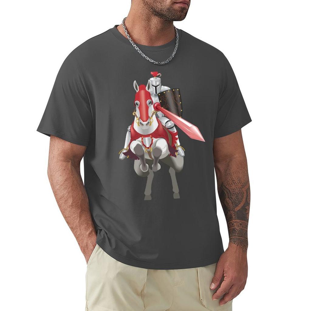 Футболка Medieval Knight In Armor On Horse, летние топы с принтом животных для мальчиков, новая версия мужских футболок Fruit Of The Loom