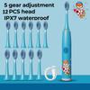 Children Electric Toothbrush Cartoon Kids With Replacement Head Ultrasonic  IPX7 Waterproof Rechargeable Sonic Toothbrush