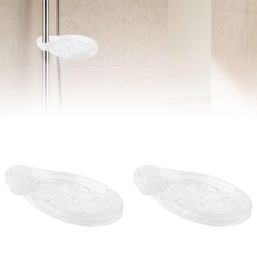 2 Pack Oval Shape Soap Holder Plastic Soap Storage Tray Easy Install Soap Rack Shower Rail