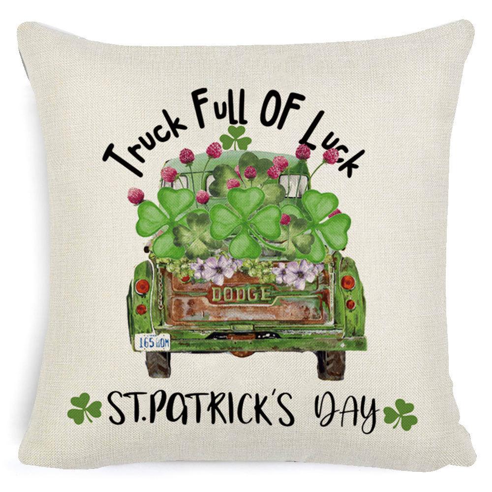 St. Patrick's Day European Holiday Four-leaf Clover Cushion Pillow Case Office Lumbar Support