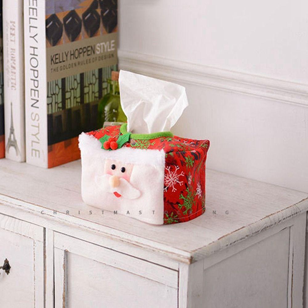 Decorative Christmas Tissue Paper Holder Non-woven Fabric Toilet Paper Storage Box Cover  Kids