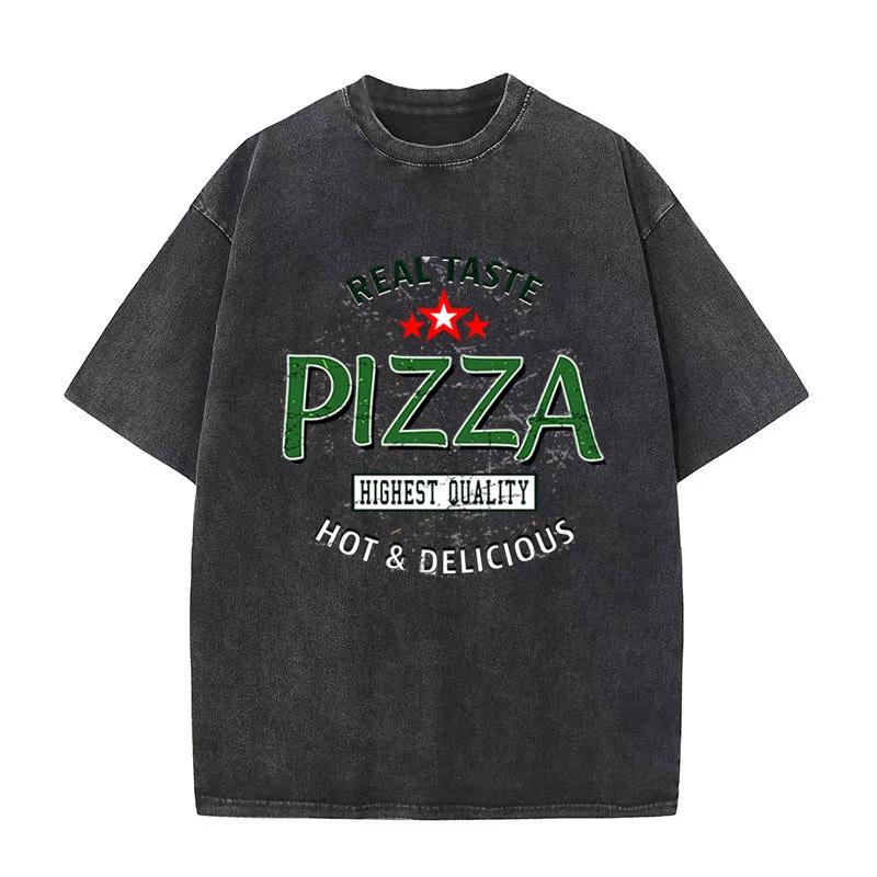 Винтажная футболка с черной стиркой, летняя, мужская и женская, повседневная, модная, уличная, креативная, с коротким рукавом, оверсайз