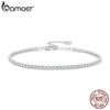 BAMOER 925 Sterling Silver Women Adjustable Tennis Bracelet - Platinum Plated Clear 3mm Cubic Zirconia Classic Tennis Bracelet
