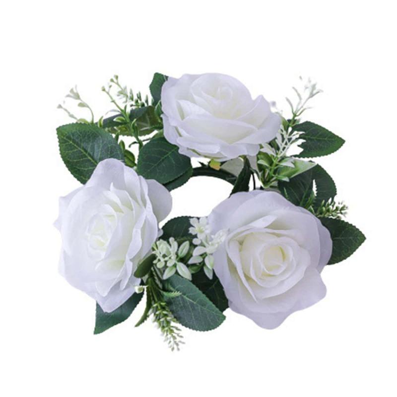 2 шт. Подсвечник Искусственный Подсвечник Гирлянда Мини Искусственные Цветы Розы Свадебные Украшения Венок для Свечей для Столбовых Свечей Венок из Искусственных Цветов