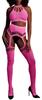 2 Piece Neon Pink Halterneck Bustier and Garter Belt Set - Ouch! Glow - Sets