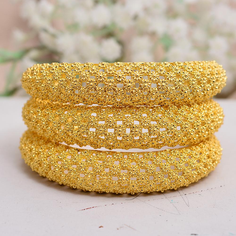 Dubai Gold Color Wedding Bangles for Women Bride Bracelets Ethiopian/France/African Jewelry Bracelets Gifts
