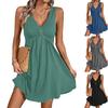 Женское повседневное летнее платье без рукавов на пуговицах с V-образным вырезом