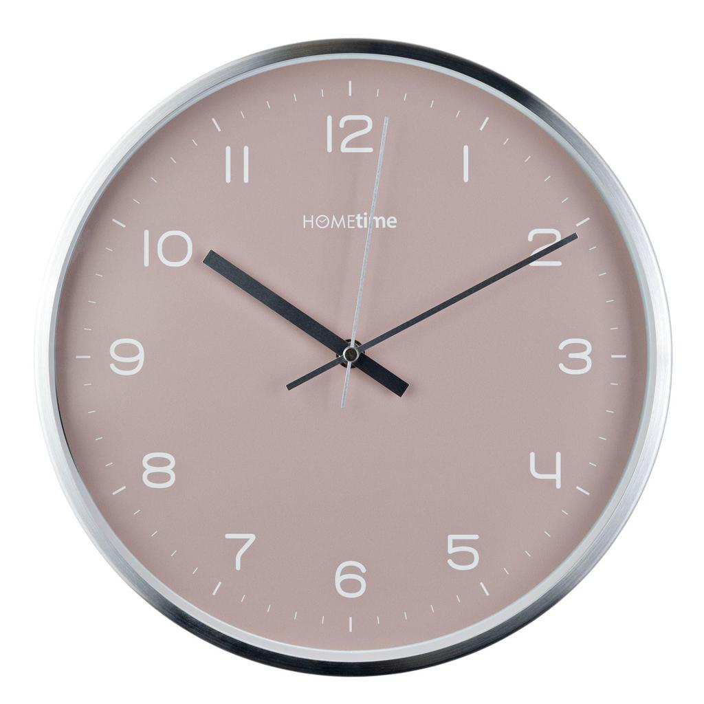 Hometime Round Metal Wall Clock 12 - Silver with Blush Dial