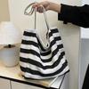 New Canvas Bag Large Capacity Casual Versatile Tote Bag Shopping Bag Striped Handbag Women