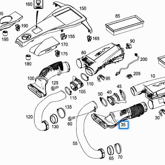 Применимый впускной патрубок для Mercedes-Benz S-Class W217/W222