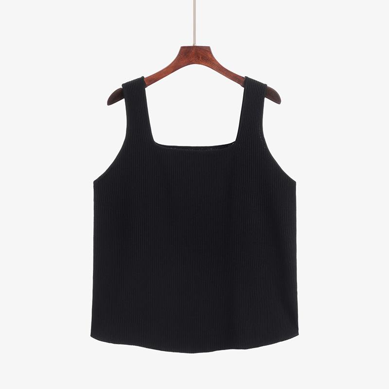 Plus Size Women's Square Neck Knit Sweater Women's Tops Spring and Summer Striped Bottoming Inner Camisole Tank Tops