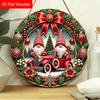 Деревянная рождественская табличка с узором гнома - Круглая табличка Navidad для рождественской елки, балкона, декора - Идеальный рождественский подарок
