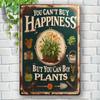 Винтажная металлическая табличка Растения Счастье Декор 11,9x7,9 дюйма Настенное искусство Подарок для дома Сада Кафе Бара