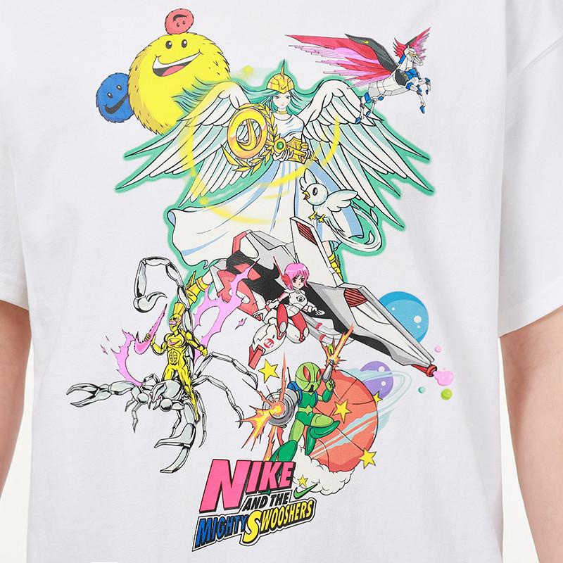 Nike Спортивная беговая повседневная футболка с круглым вырезом с принтом, мужские топы, белые DM7917-100