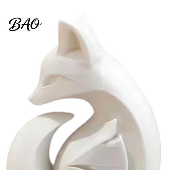 Easy Care Fox Statue 3D Printed Sculpture, Matte White Minimalist Solid Structure Ornament, Sculpture Stain-Resistant Smooth Surface Compact Art Piece