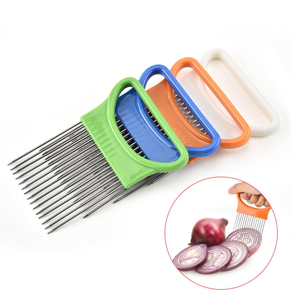 12 Prong Fine Cutting Vegetable Holder for Onion Tomato Lemon Potato Stainless Steel Slicer Grip No Mess Kitchen