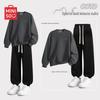 MINISO Men's Fleece-Lined Crewneck Sweatshirt and Jogger Set