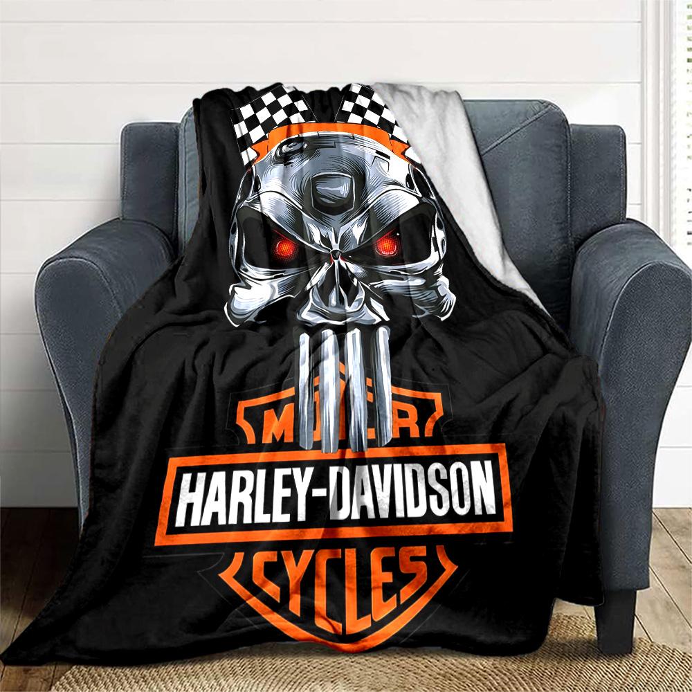 1pc Harley-Davidson Blanket, Gift, for Men and Women, Soft Blanket, Good for Sofa Bed Couch Travel, Lightweight Flannel Blanket