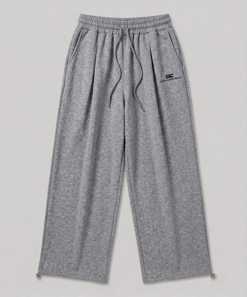CHICKS All-Light Embroidered One-Pleat Wide Sweatpants Black
