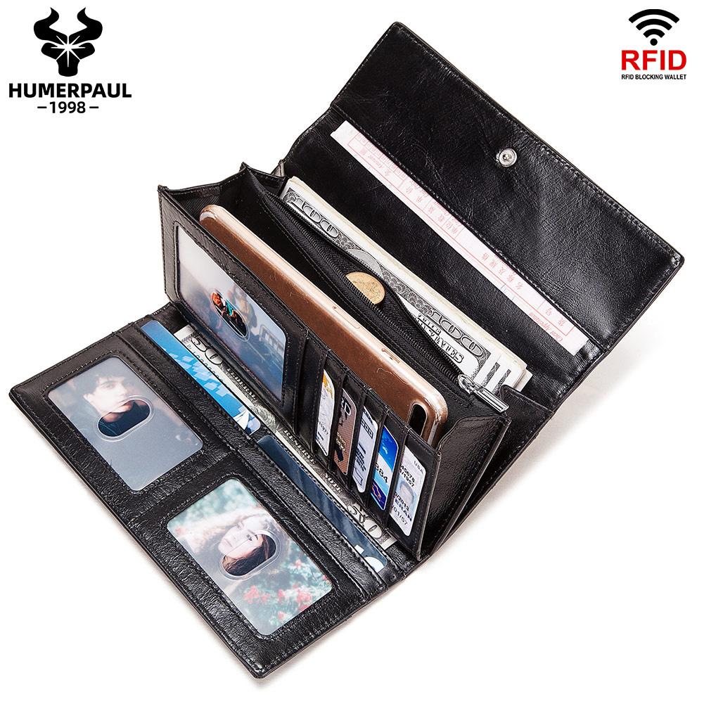 Humerpaul Женский кошелек, новый стиль, женская мода, сумки для денег, держатель для карт из коровьей кожи, клатчи, тройной удобный кошелек большой вместительности