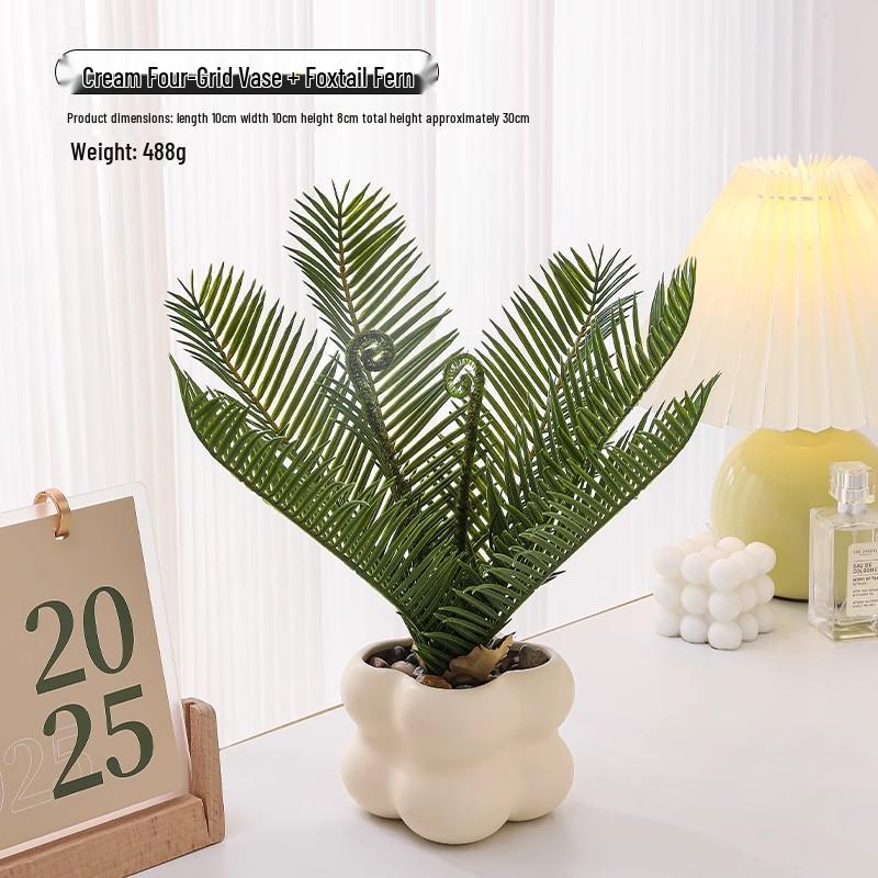 Nordic Small Potted Plant Decor - Indoor Bonsai & Bionic Greenery for Office or Living Room.