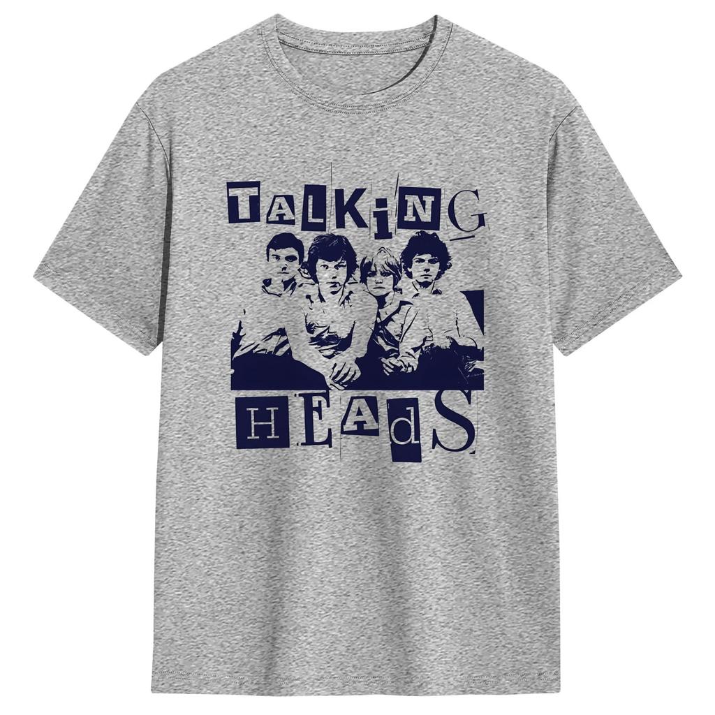 Funny Band Talking Heads Art TShirt for Unisex O Neck Pure Cotton T Shirts Short Sleeve Tee Shirt Adult Clothes