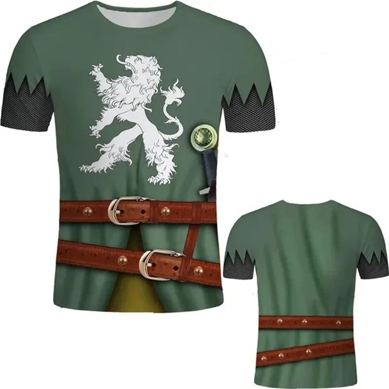 New Men's 3D Print Medieval Knight Cosplay T Shirt Retro Style Knight Armor Pattern Short Sleeve Cool Tee Tops Men Women