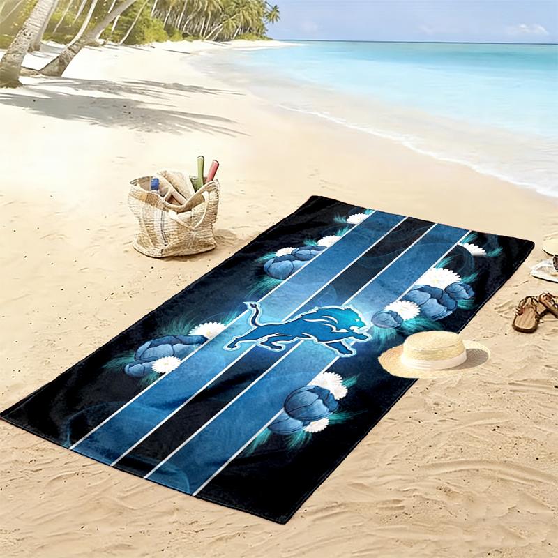 Detroit Lions Print Beach Towel, Large Soft Quick Dry Towel for Beach Camping Swimming