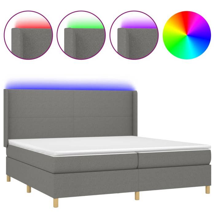 Maison Exclusive - Sommier à lattes de lit matelas LED Gris foncé 200x200 cm Tissu
