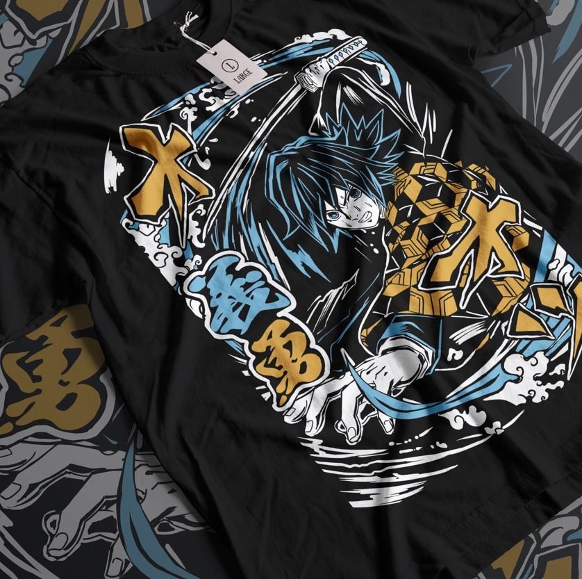 Футболка Гию Томиока Demon Slayer Kimetsu No Yaiba Аниме Футболка Размер Все размеры