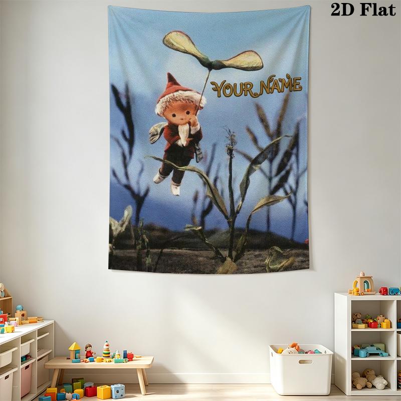 Custom Name Sandmännchen Wall Tapestry Aesthetic Wall Hanging Printed Fabric Blanket Decorative Tapestries for Bedroom Living Room Home Decor