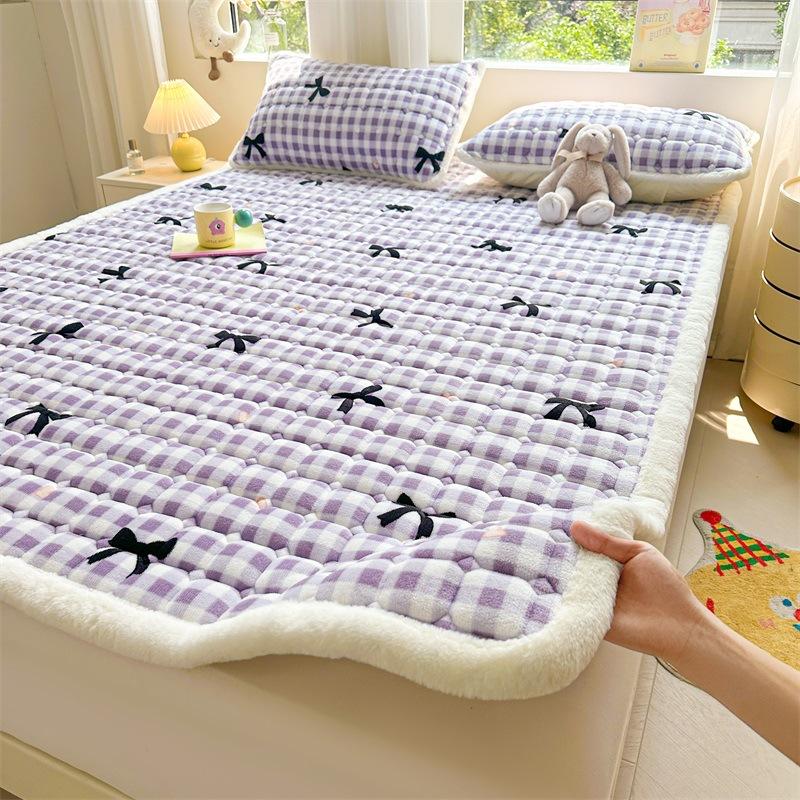 Матрас-подушка из молочного бархата для домашнего использования, зимний коралловый бархатный матрас для тепла и утолщения