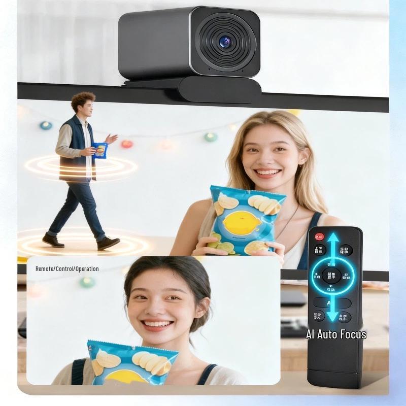 UHD 4K AI Live Streaming Camera with Dual Mics & Remote Control for Vertical Screens
