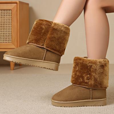 Осень-зима 2025, высота голенища 33 см, морозостойкие для Северо-Востока, бархат, женские утепленные сноубутсы