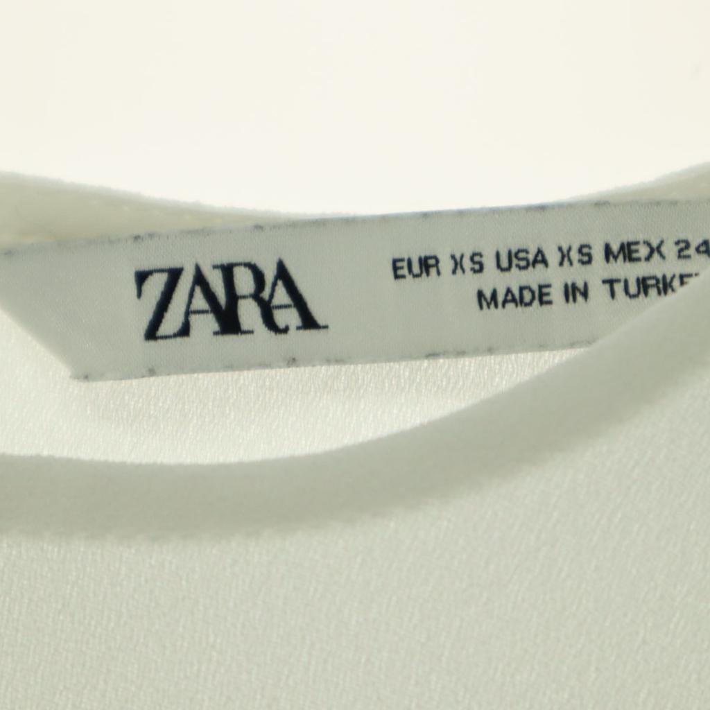 Косметика ZARA Блузка с коротким рукавом XS белая Плиссированный подол Женская Б/у